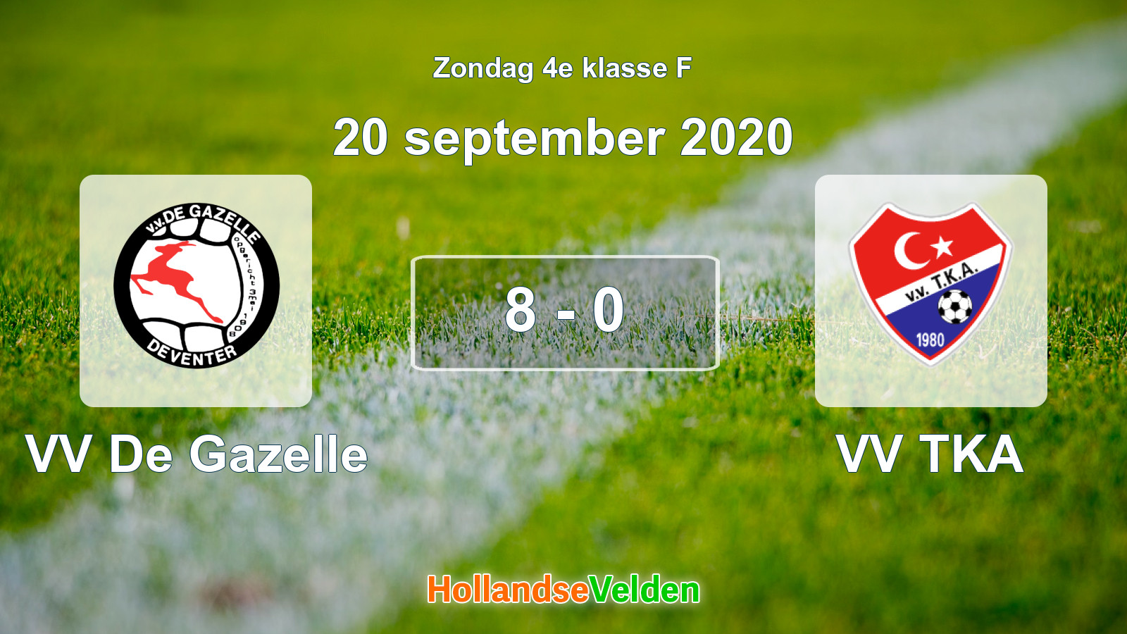 Gespeelde wedstrijd: VV De Gazelle - VV TKA 8 - 0 (20 september 2020)