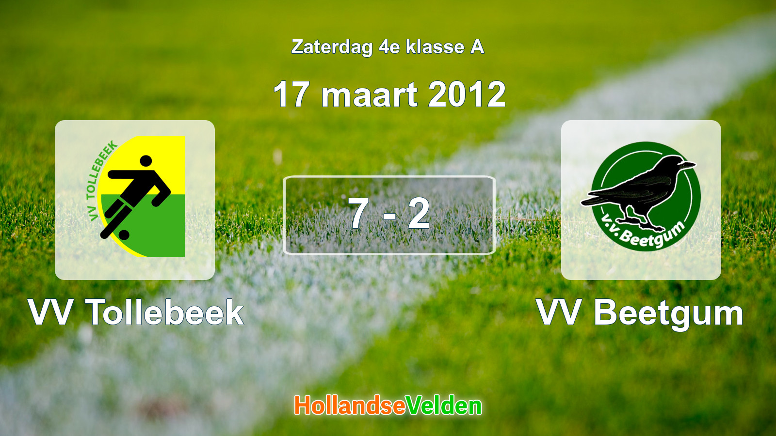 Gespeelde wedstrijd: VV Tollebeek - VV Beetgum 7 - 2 (17 maart 2012)