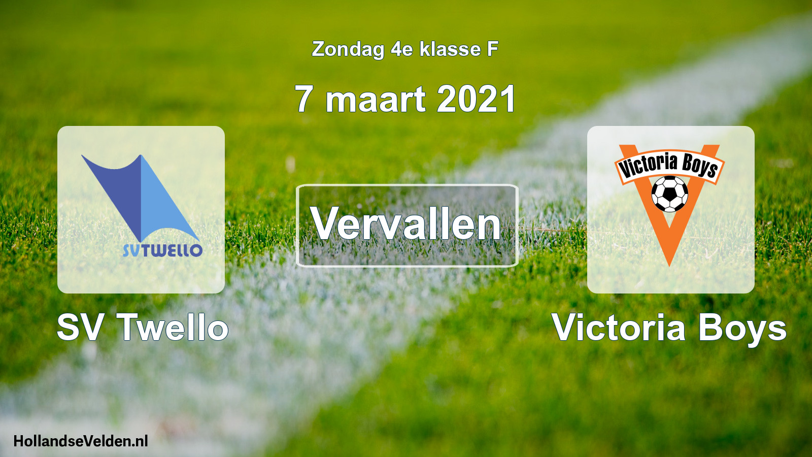 Geplande wedstrijd: SV Twello - Victoria Boys (7 maart 2021)