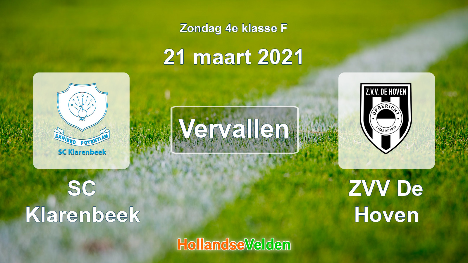Geplande wedstrijd: SC Klarenbeek - ZVV De Hoven (21 maart 2021)