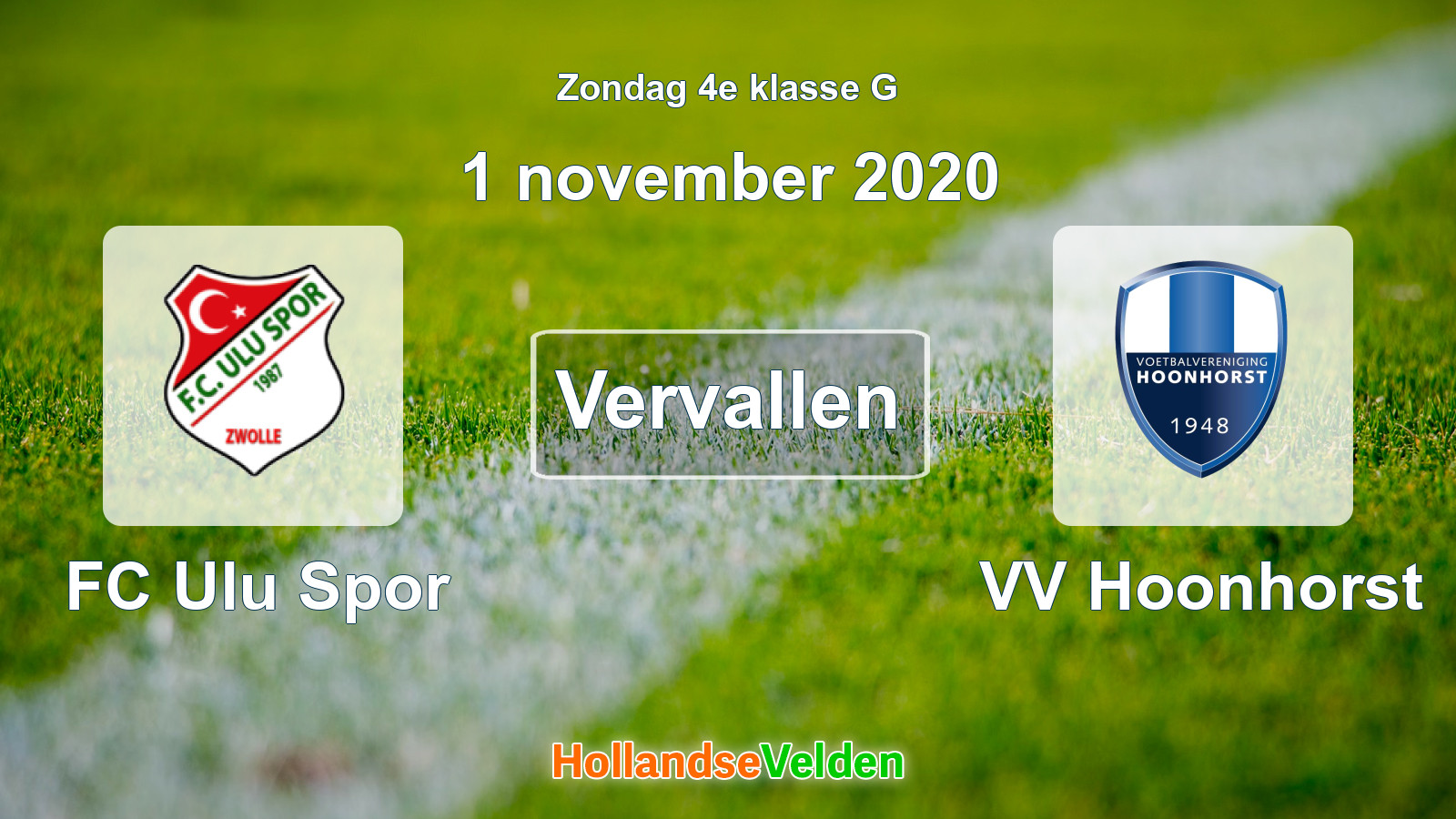 Geplande wedstrijd: FC Ulu Spor - VV Hoonhorst (1 november 2020)
