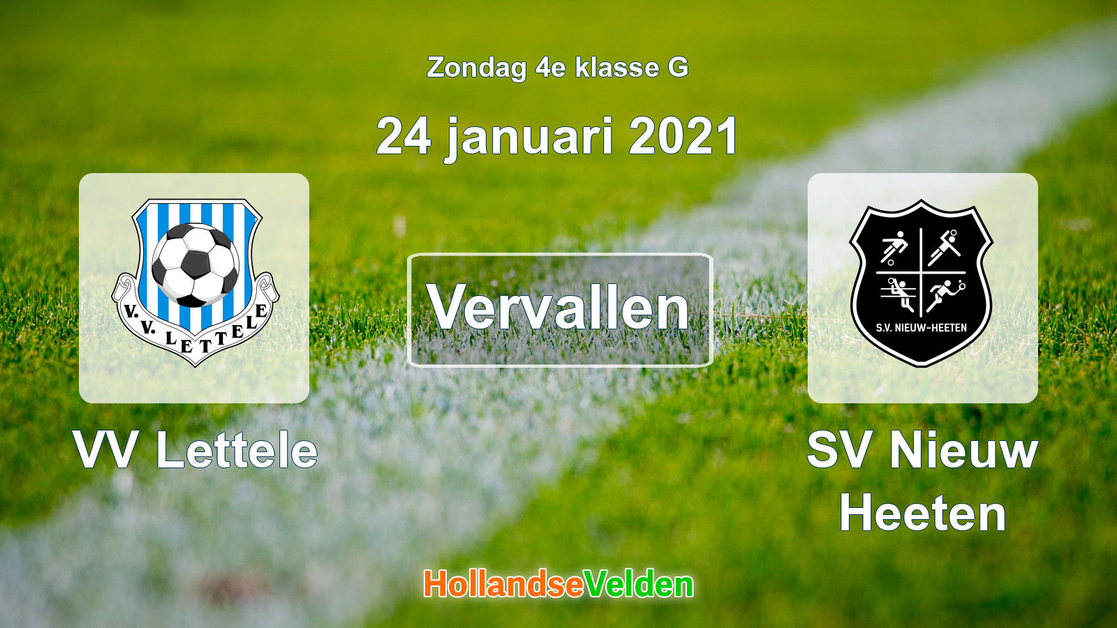 Geplande wedstrijd: VV Lettele - SV Nieuw Heeten (24 januari 2021)