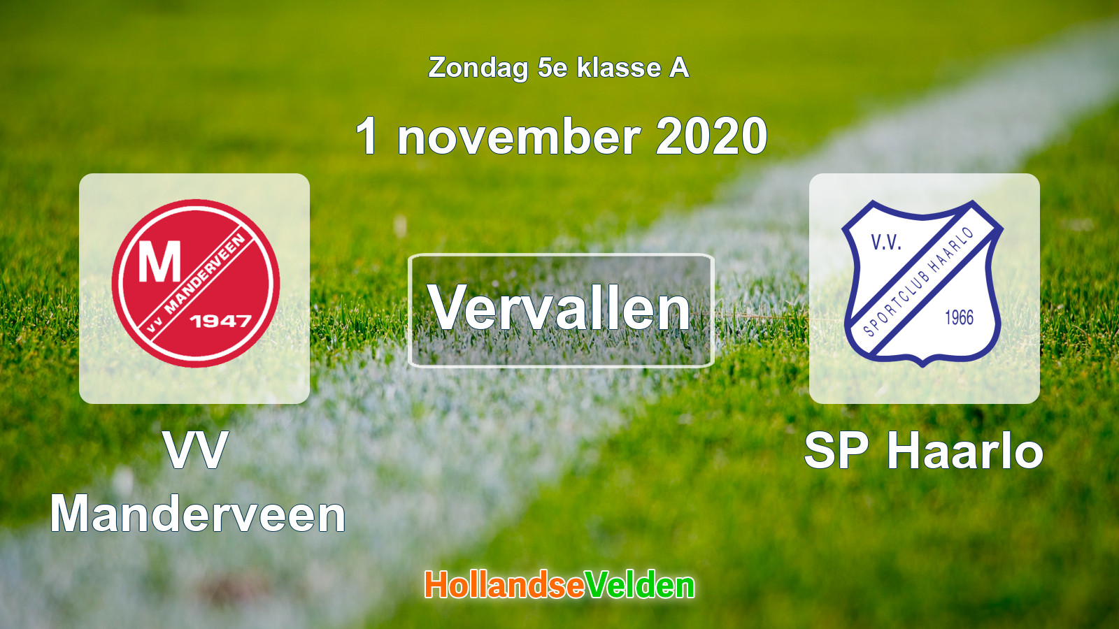 Geplande wedstrijd: VV Manderveen - SP Haarlo (1 november 2020)