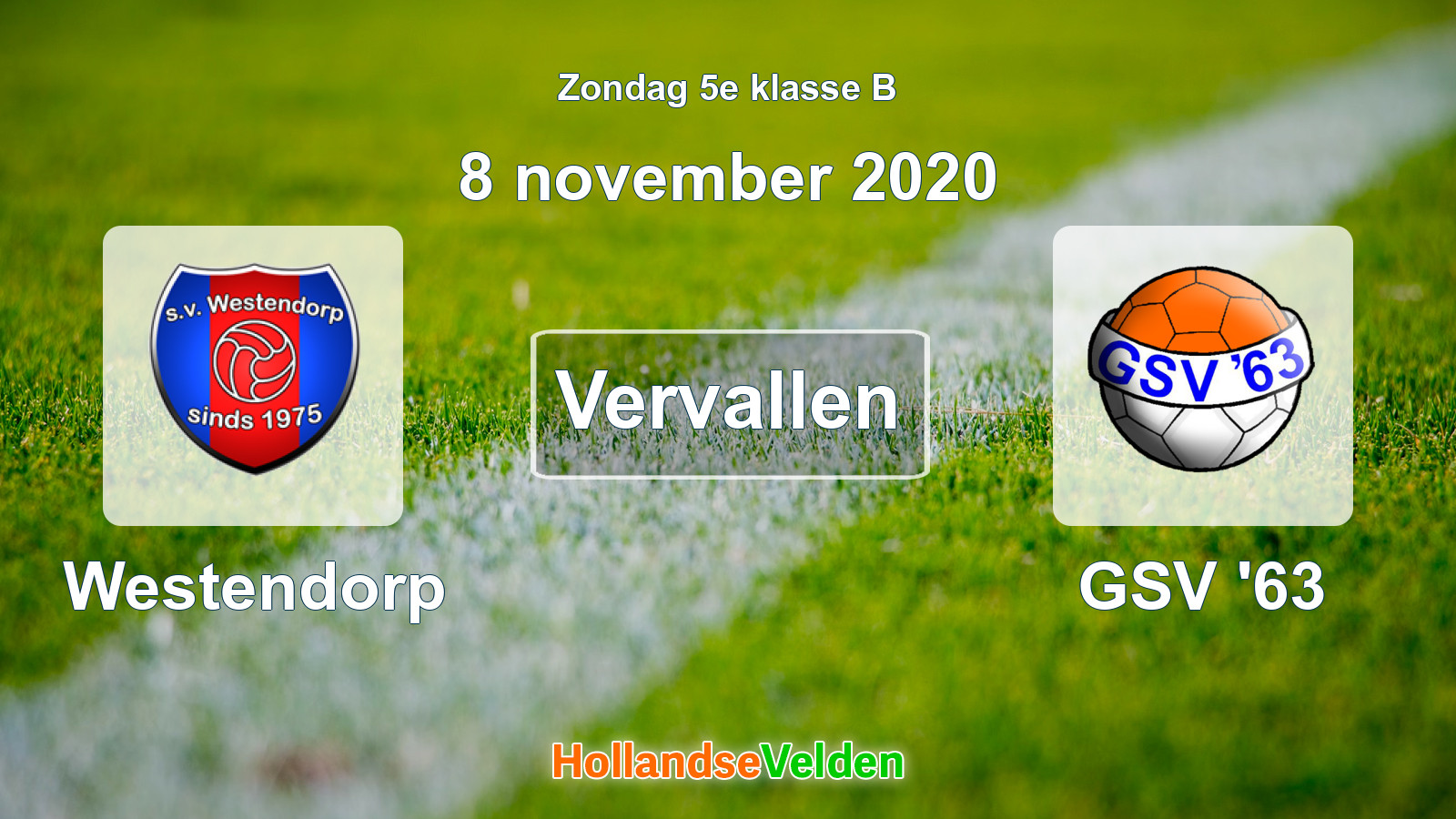 Geplande wedstrijd: Westendorp - GSV '63 (8 november 2020)