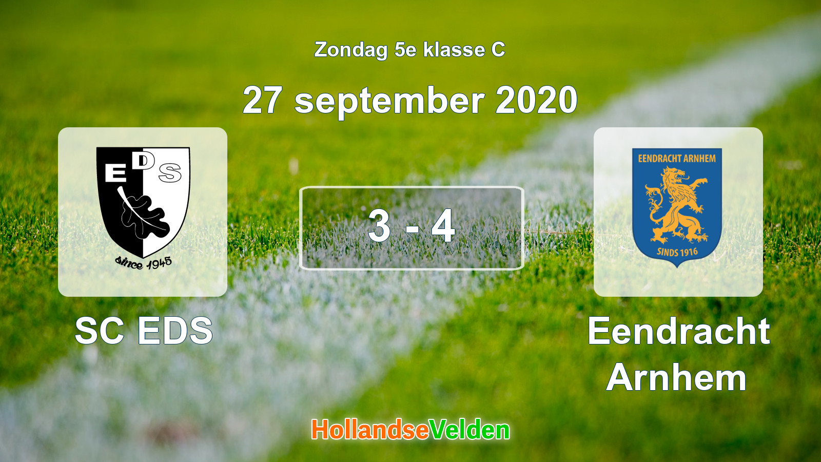 Gespeelde wedstrijd: SC EDS - Eendracht Arnhem 3 - 4 (27 september 2020)