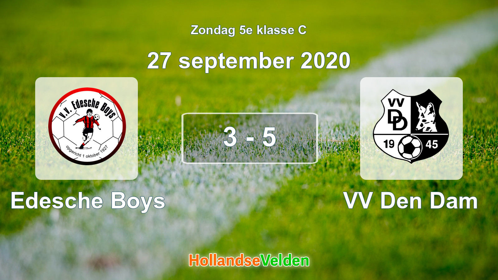Gespeelde wedstrijd: Edesche Boys - VV Den Dam 3 - 5 (27 september 2020)
