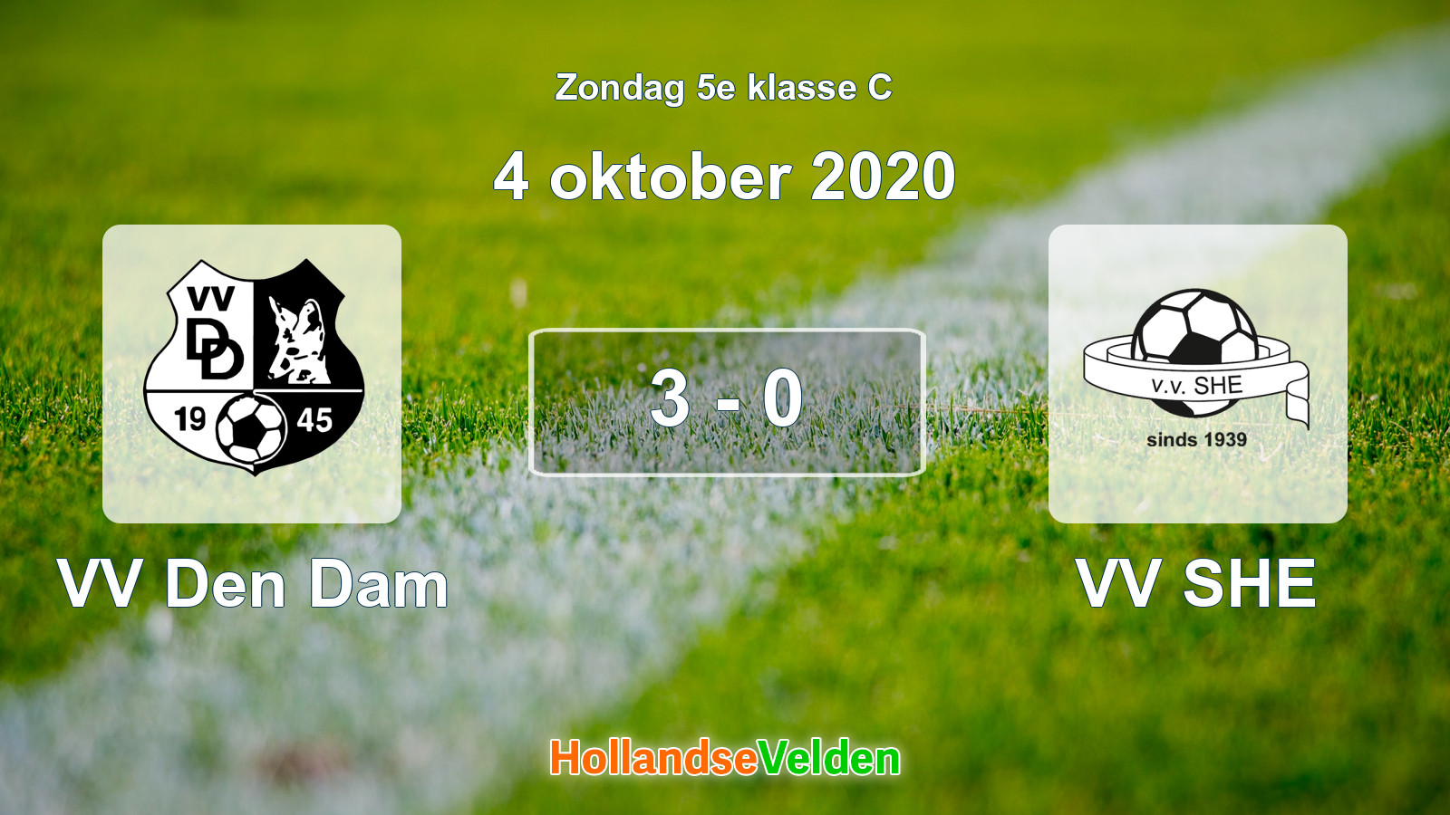 Gespeelde wedstrijd: VV Den Dam - VV SHE 3 - 0 (4 oktober 2020)