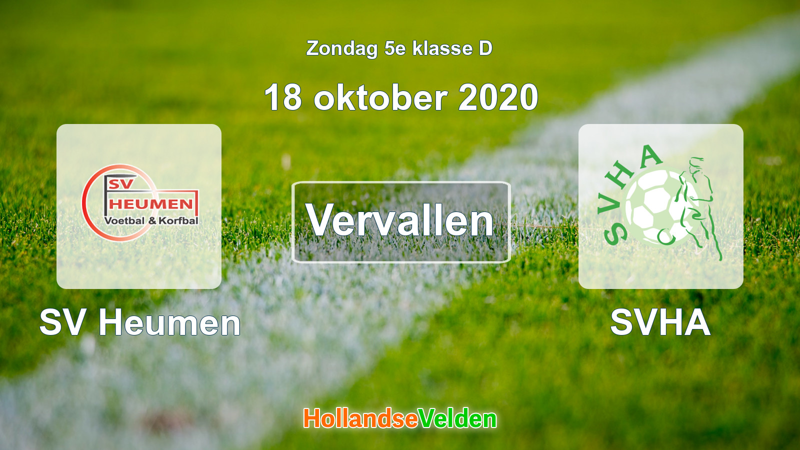 Geplande wedstrijd: SV Heumen - SVHA (18 oktober 2020)