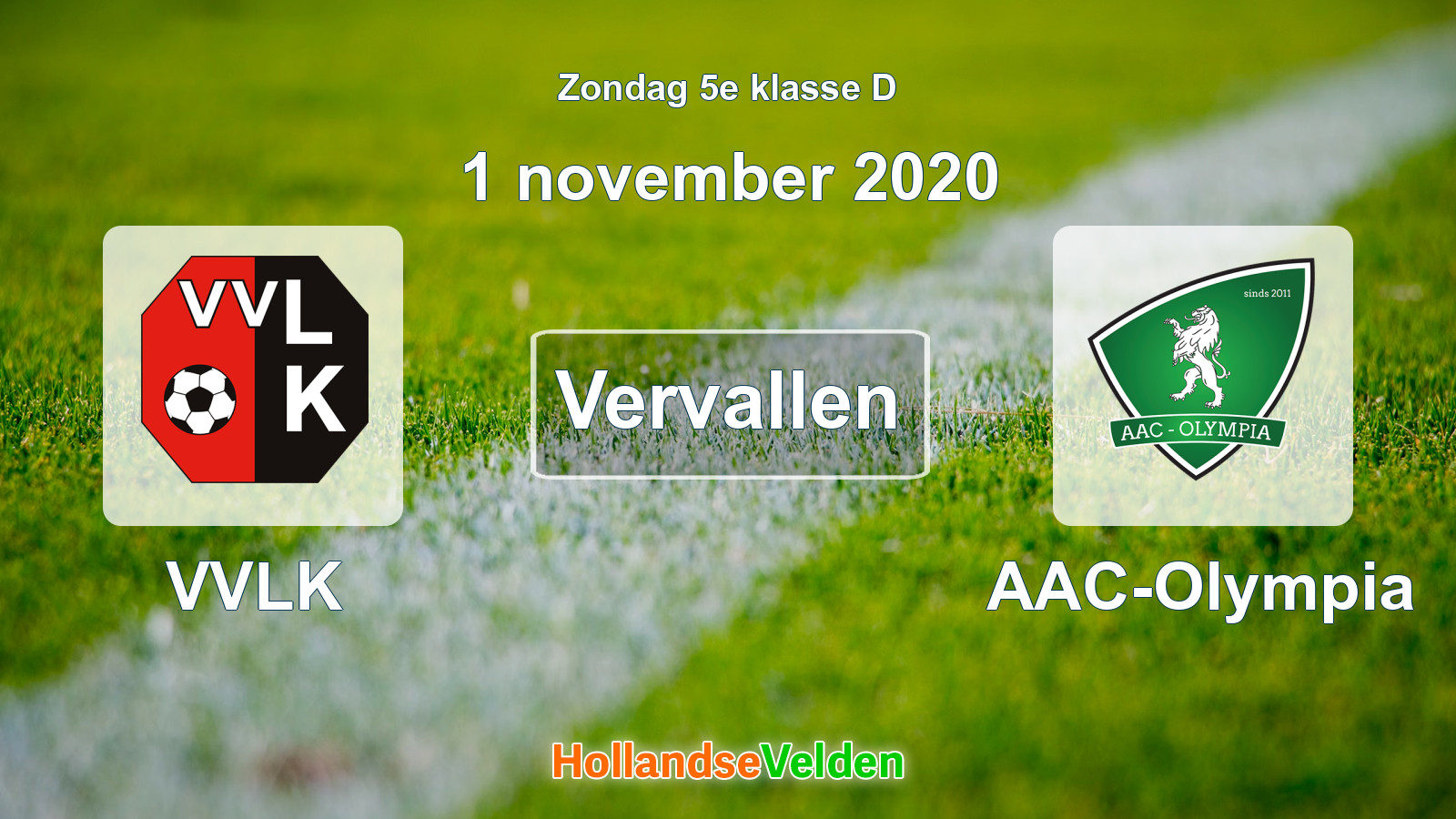 Geplande wedstrijd: VVLK - AAC-Olympia (1 november 2020)