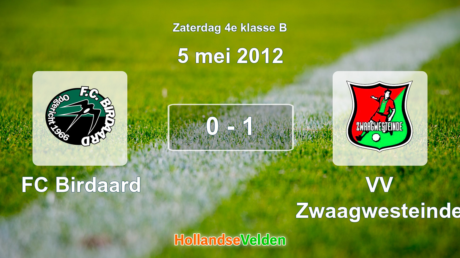 Gespeelde wedstrijd: FC Birdaard - VV Zwaagwesteinde 0 - 1 (5 mei 2012)