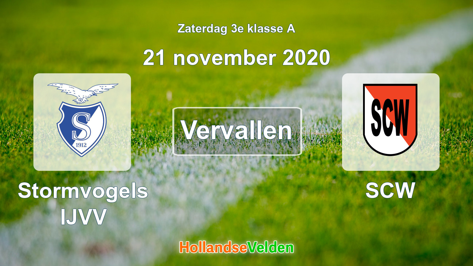 Geplande wedstrijd: Stormvogels IJVV - SCW (21 november 2020)