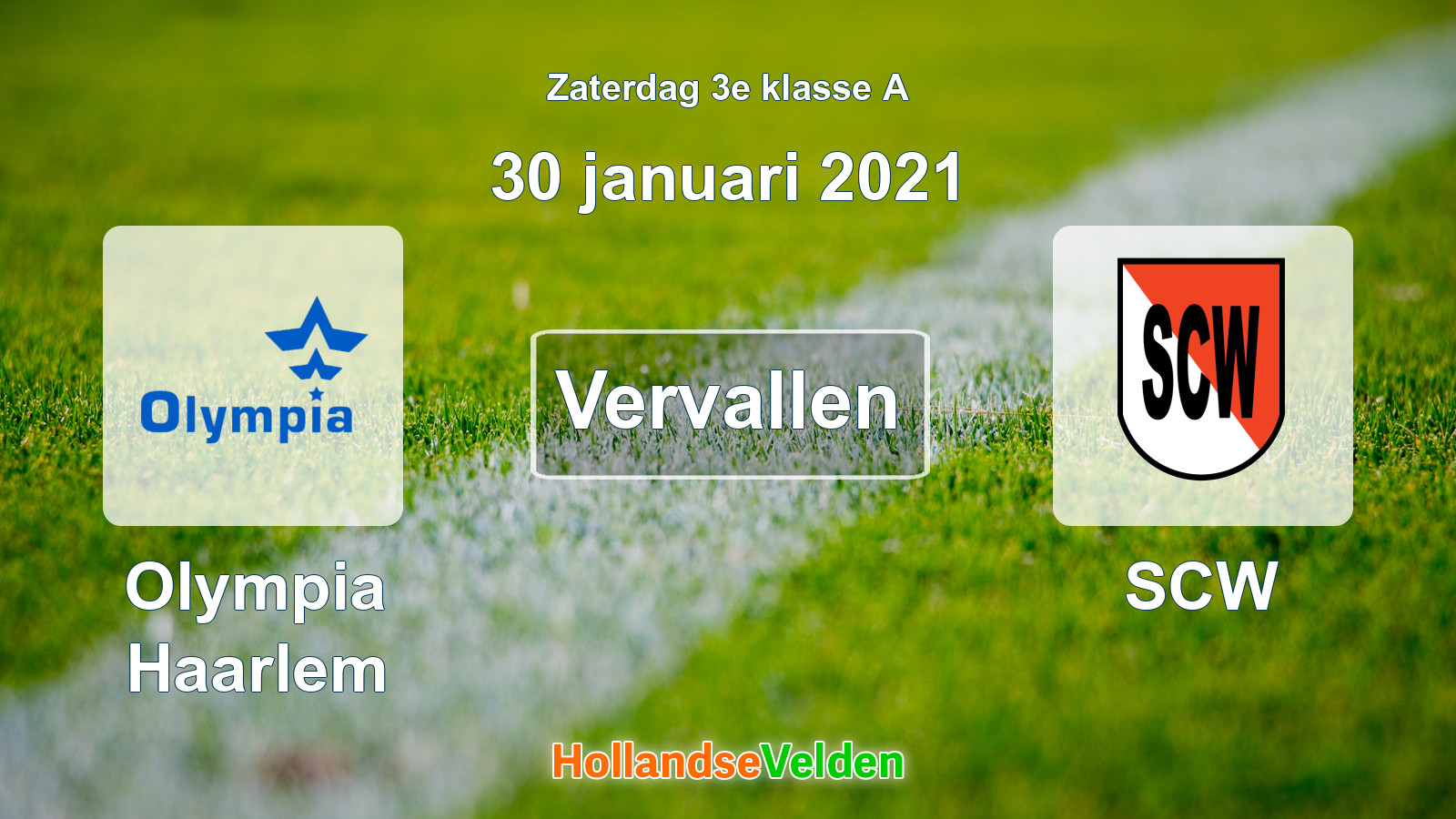 Geplande wedstrijd: Olympia Haarlem - SCW (30 januari 2021)