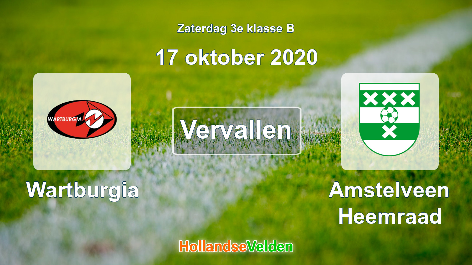 Geplande wedstrijd: Wartburgia - Amstelveen Heemraad (17 oktober 2020)