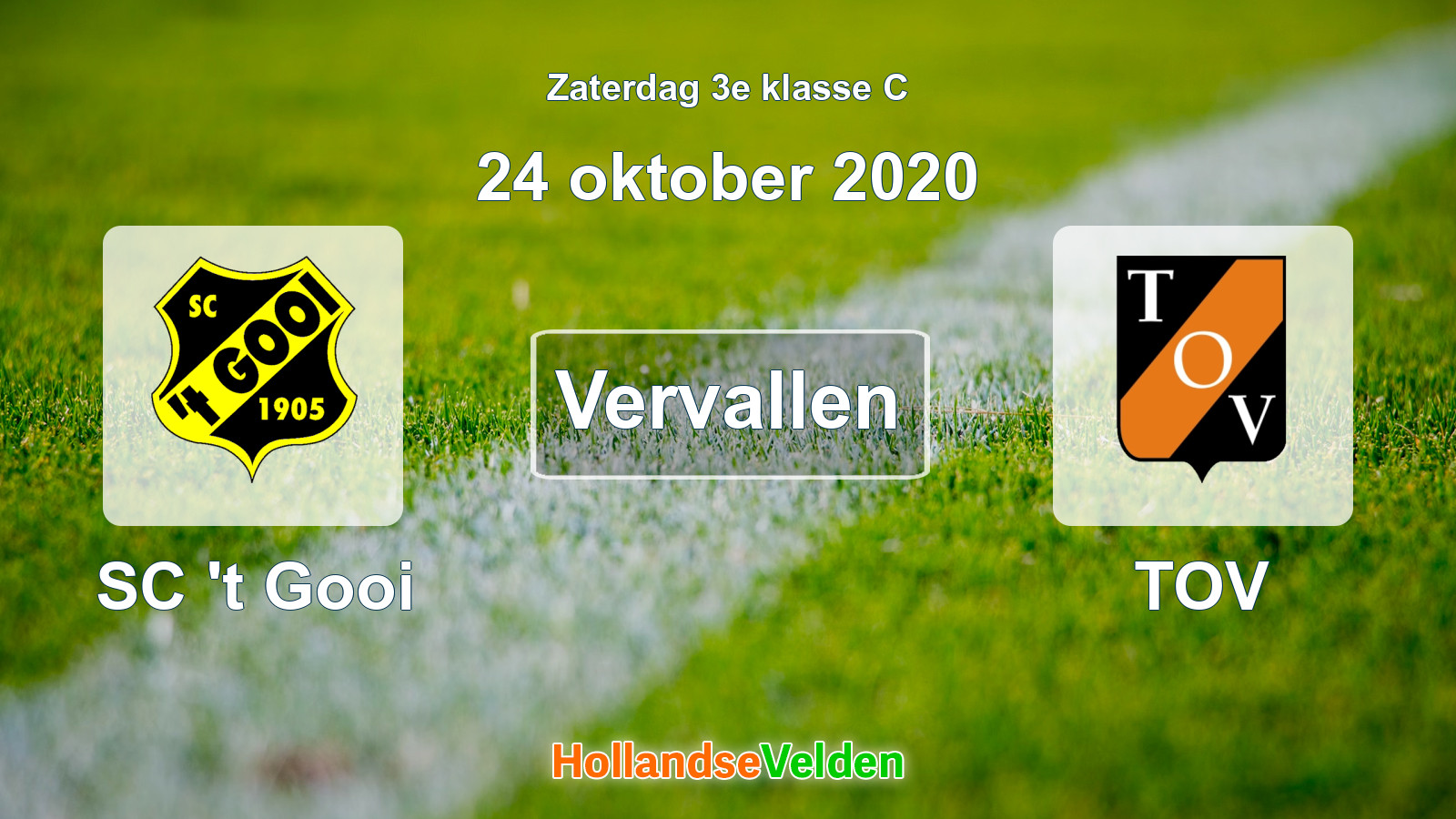Geplande wedstrijd: SC 't Gooi - TOV (24 oktober 2020)