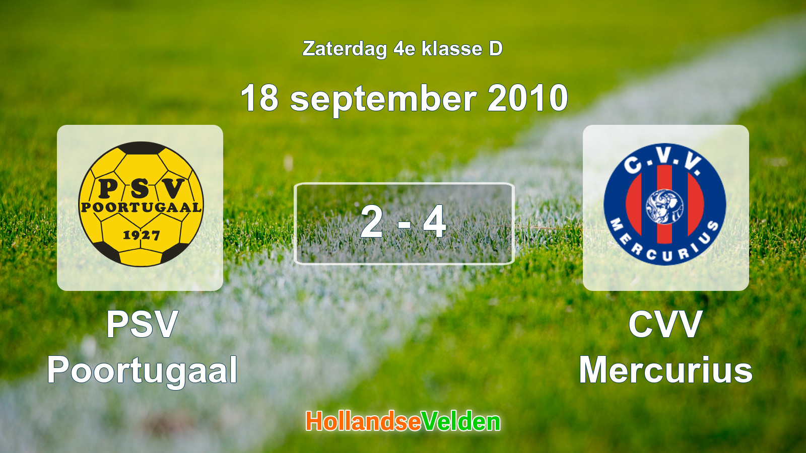 Gespeelde wedstrijd: PSV Poortugaal - CVV Mercurius 2 - 4 (18 september 2010)