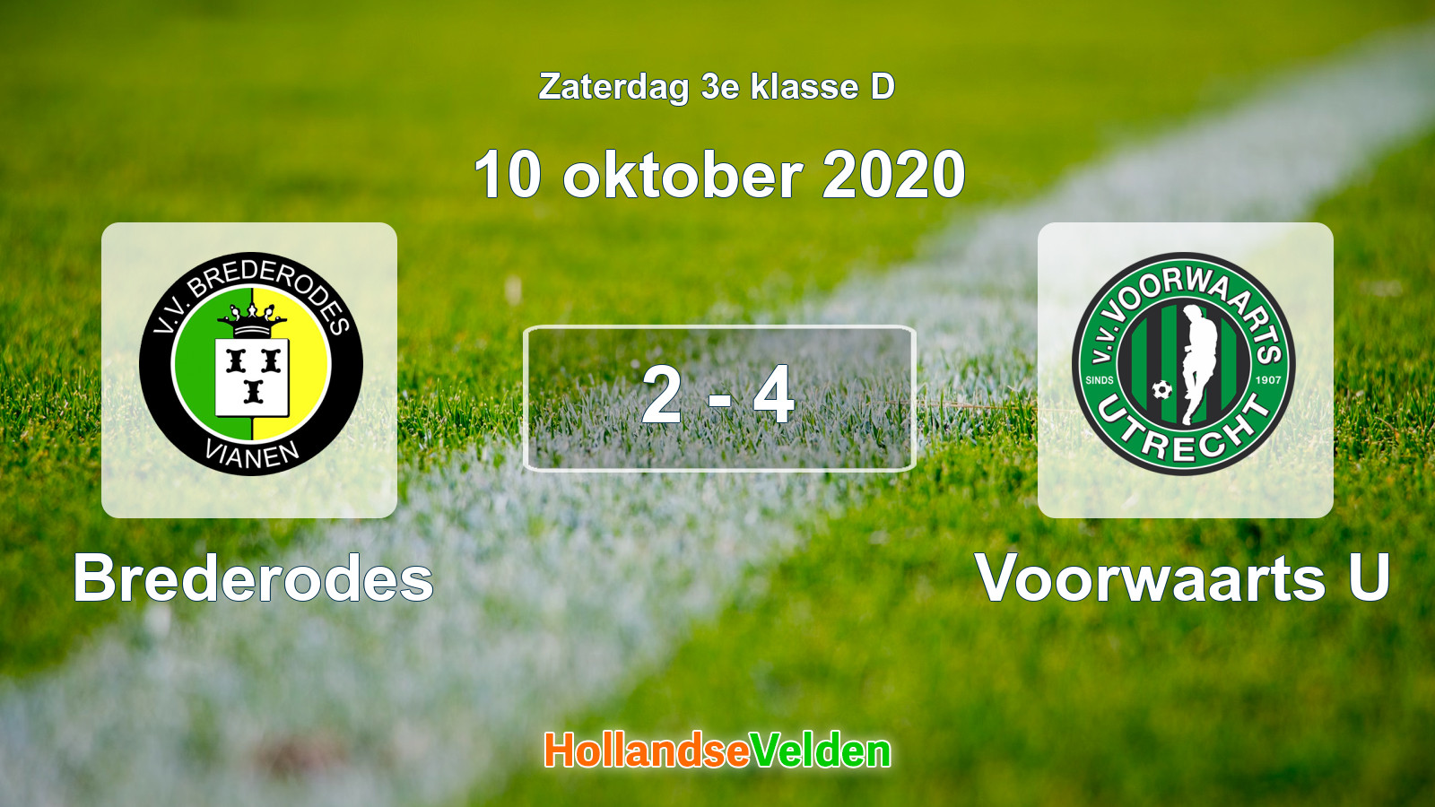 Gespeelde wedstrijd: Brederodes - Voorwaarts U 2 - 4 (10 oktober 2020)