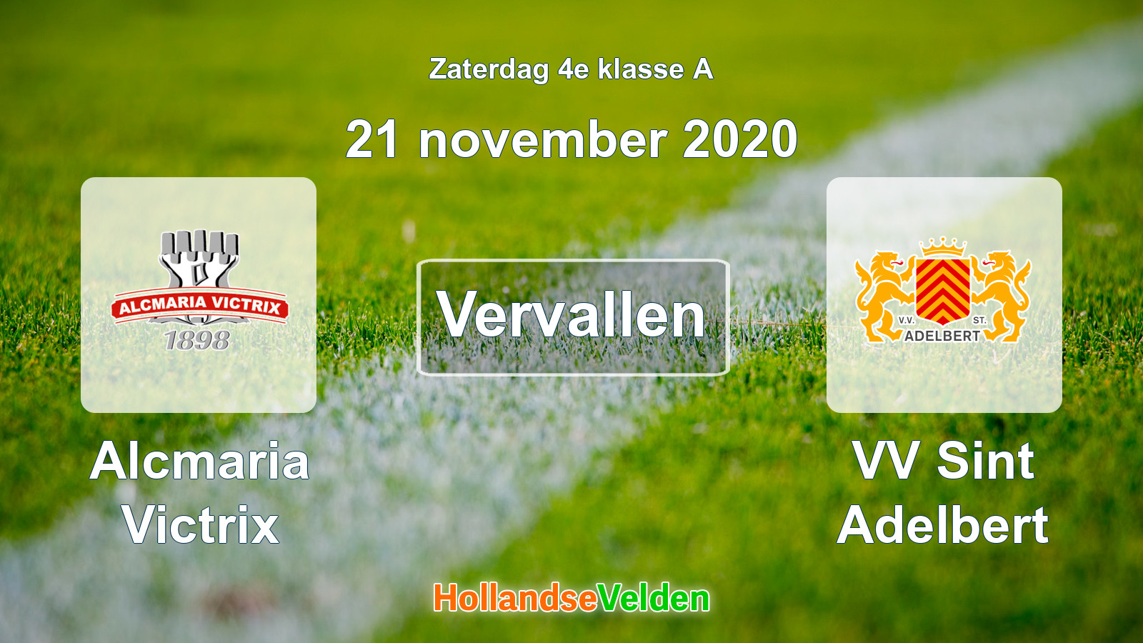 Geplande wedstrijd: Alcmaria Victrix - VV Sint Adelbert (21 november 2020)