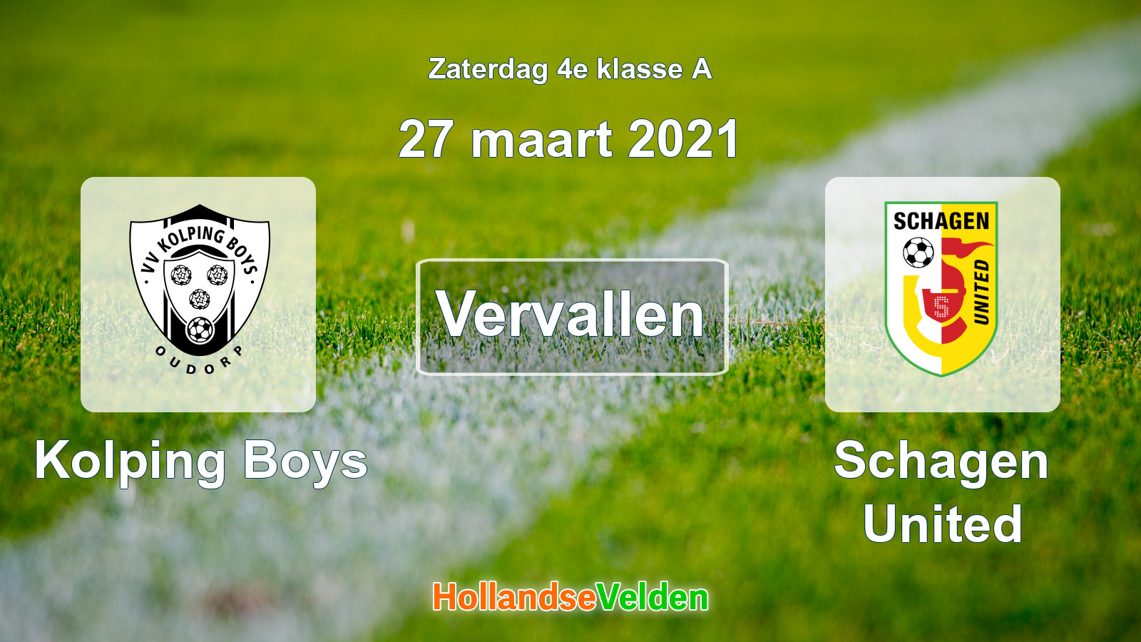 Geplande wedstrijd: Kolping Boys - Schagen United (27 maart 2021)