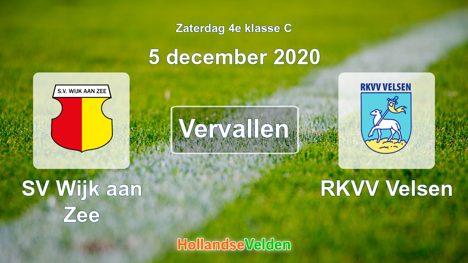 Geplande wedstrijd: SV Wijk aan Zee - RKVV Velsen (5 december 2020)