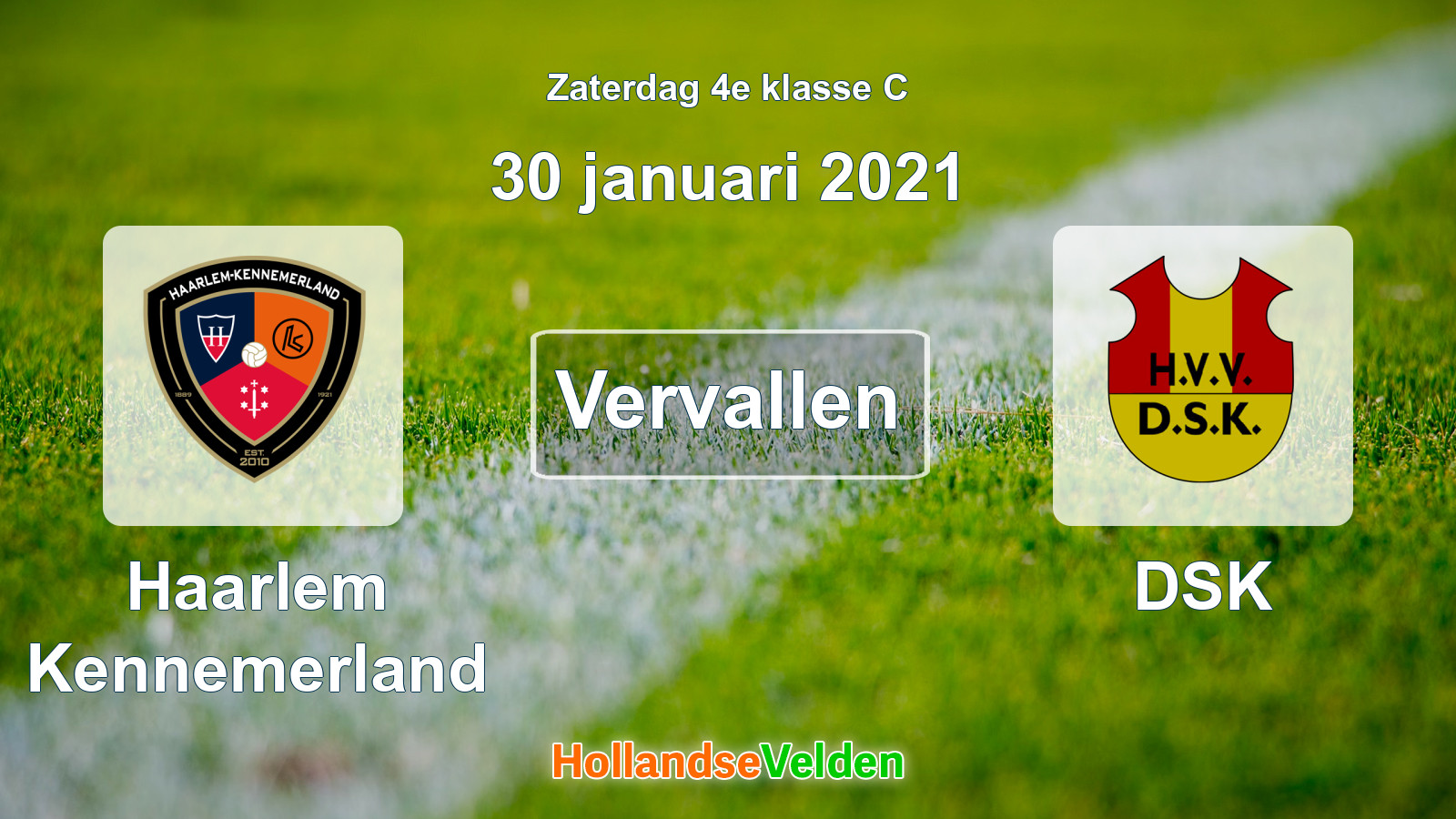 Geplande wedstrijd: Haarlem Kennemerland - DSK (30 januari 2021)