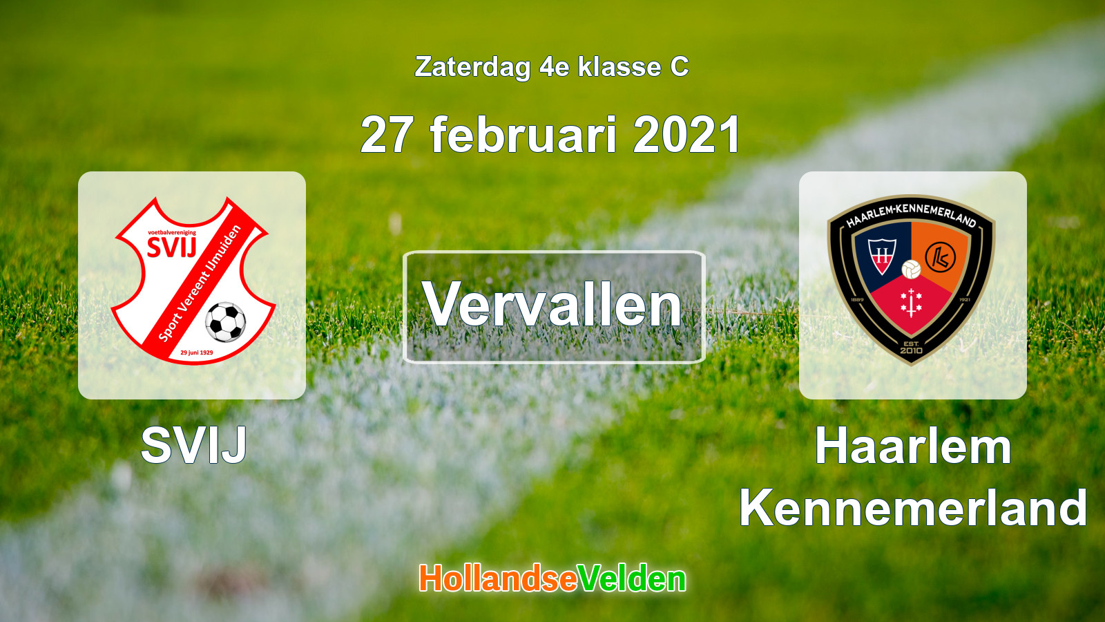 Geplande wedstrijd: SVIJ - Haarlem Kennemerland (27 februari 2021)