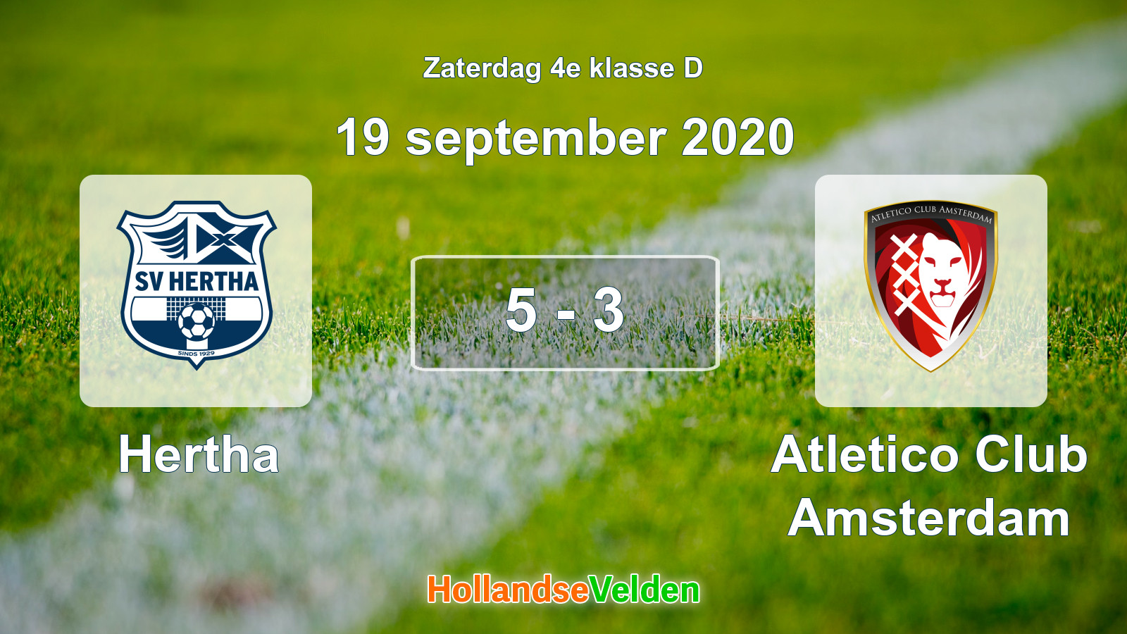 Gespeelde wedstrijd: Hertha - Atletico Club Amsterdam 5 - 3 (19 september 2020)