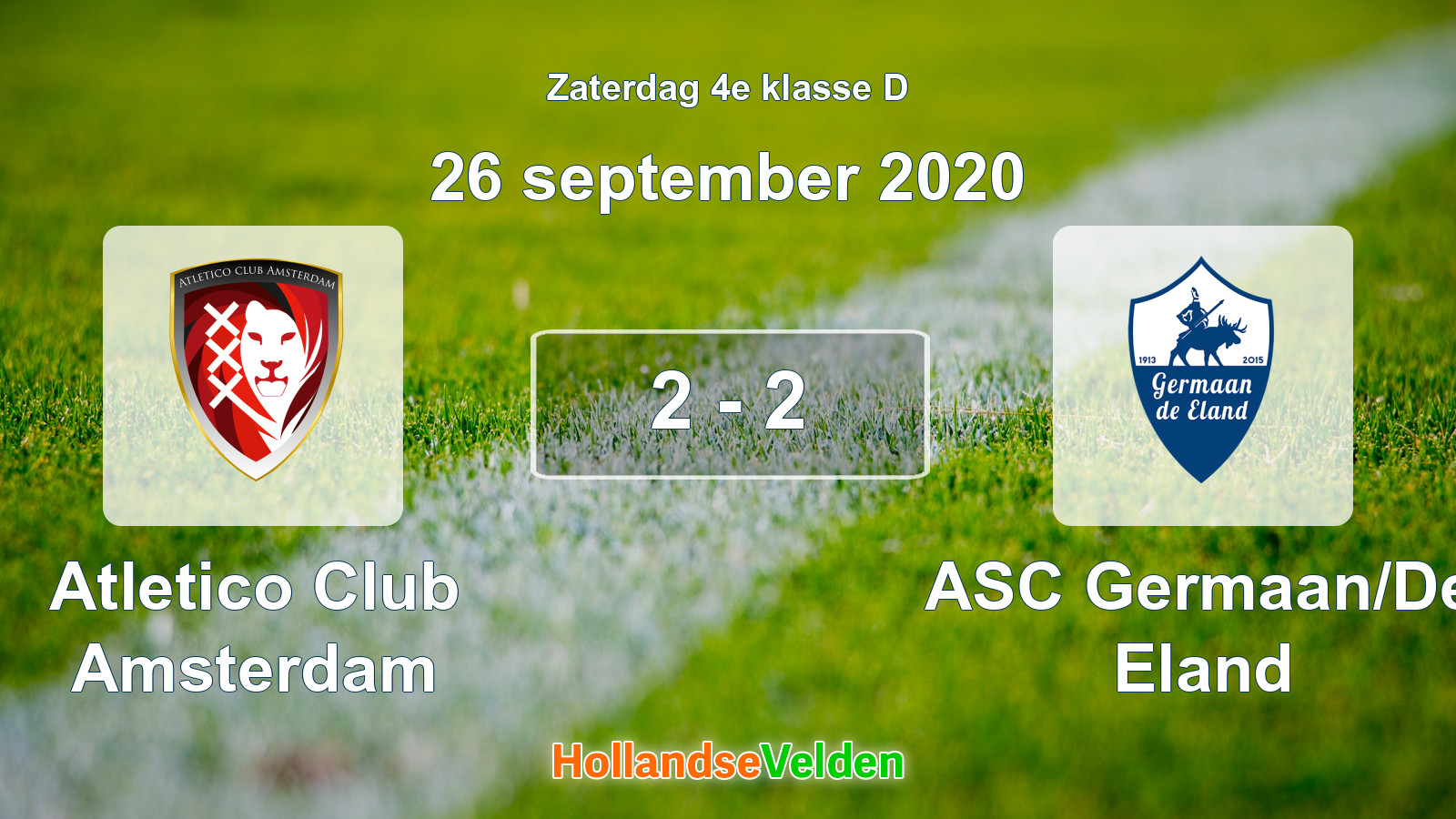 Gespeelde wedstrijd: Atletico Club Amsterdam - ASC Germaan/De Eland 2 - 2 (26 september 2020)