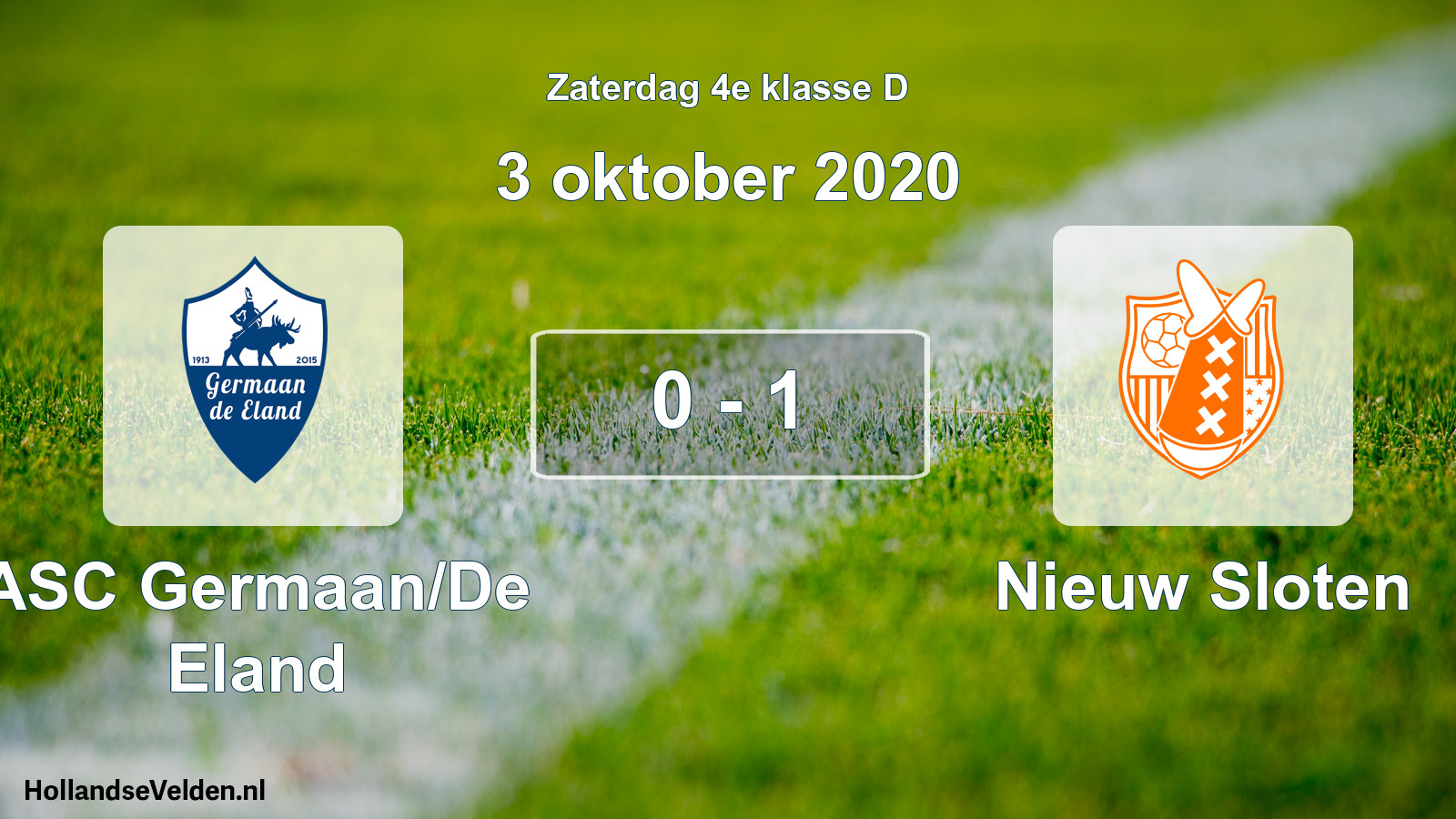 Gespeelde wedstrijd: ASC Germaan/De Eland - Nieuw Sloten 0 - 1 (3 oktober 2020)