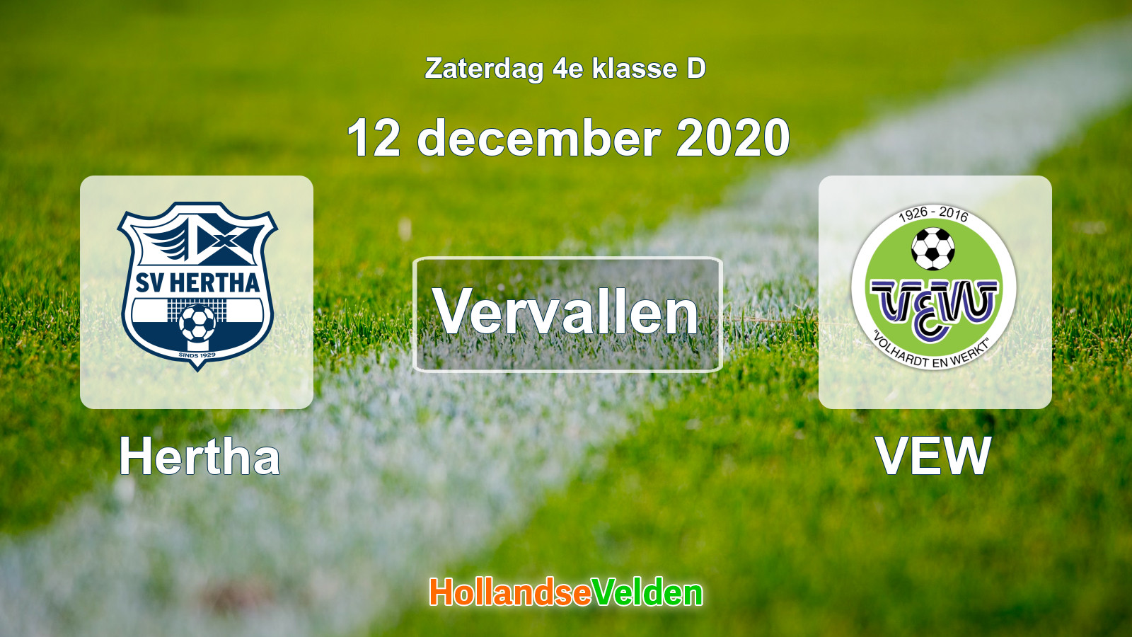 Geplande wedstrijd: Hertha - VEW (12 december 2020)