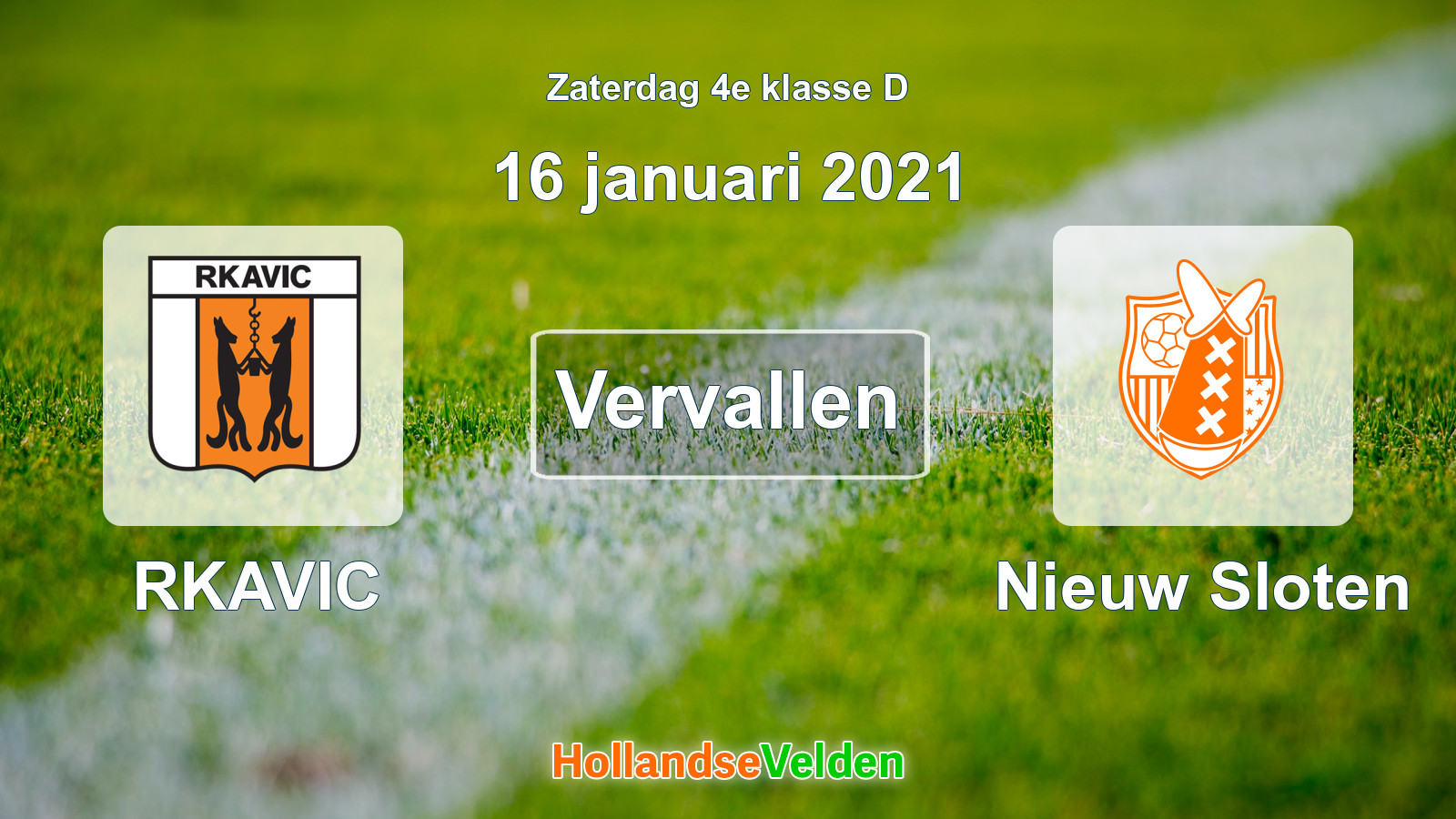 Geplande wedstrijd: RKAVIC - Nieuw Sloten (16 januari 2021)