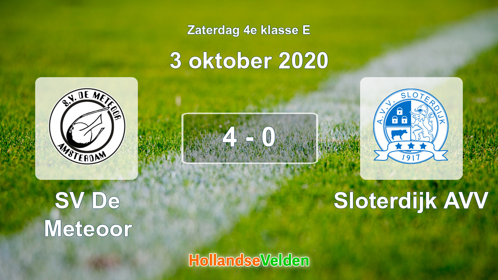 Gespeelde wedstrijd: SV De Meteoor - Sloterdijk AVV 4 - 0 (3 oktober 2020)
