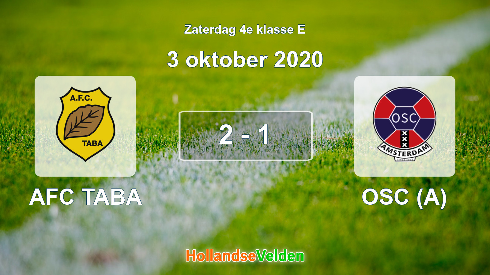 Gespeelde wedstrijd: AFC TABA - OSC (A) 2 - 1 (3 oktober 2020)