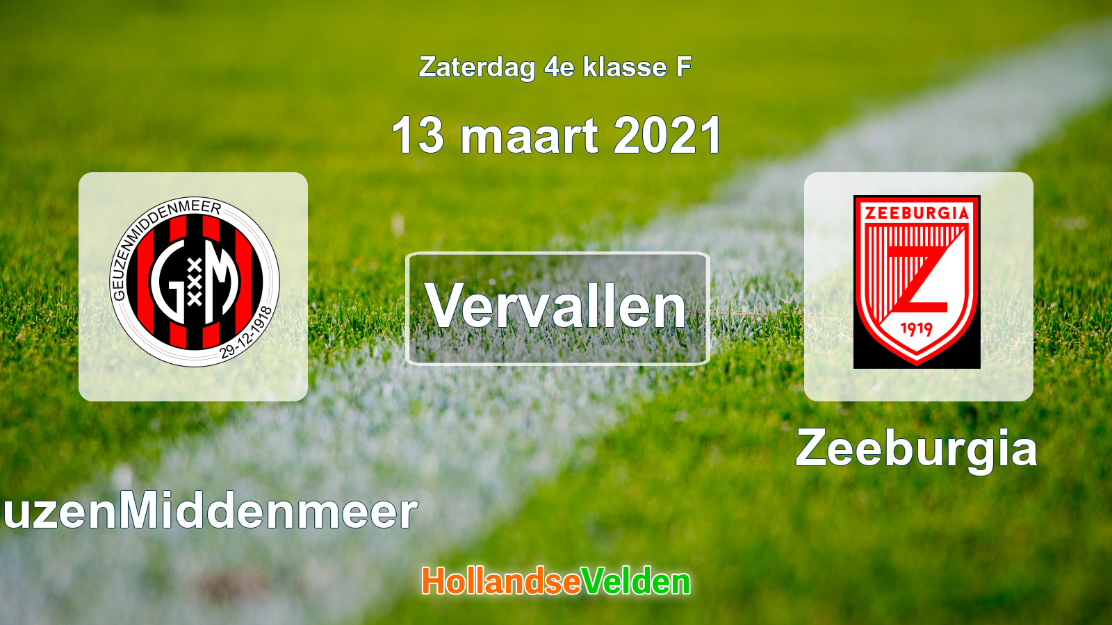 Geplande wedstrijd: GeuzenMiddenmeer - Zeeburgia (13 maart 2021)