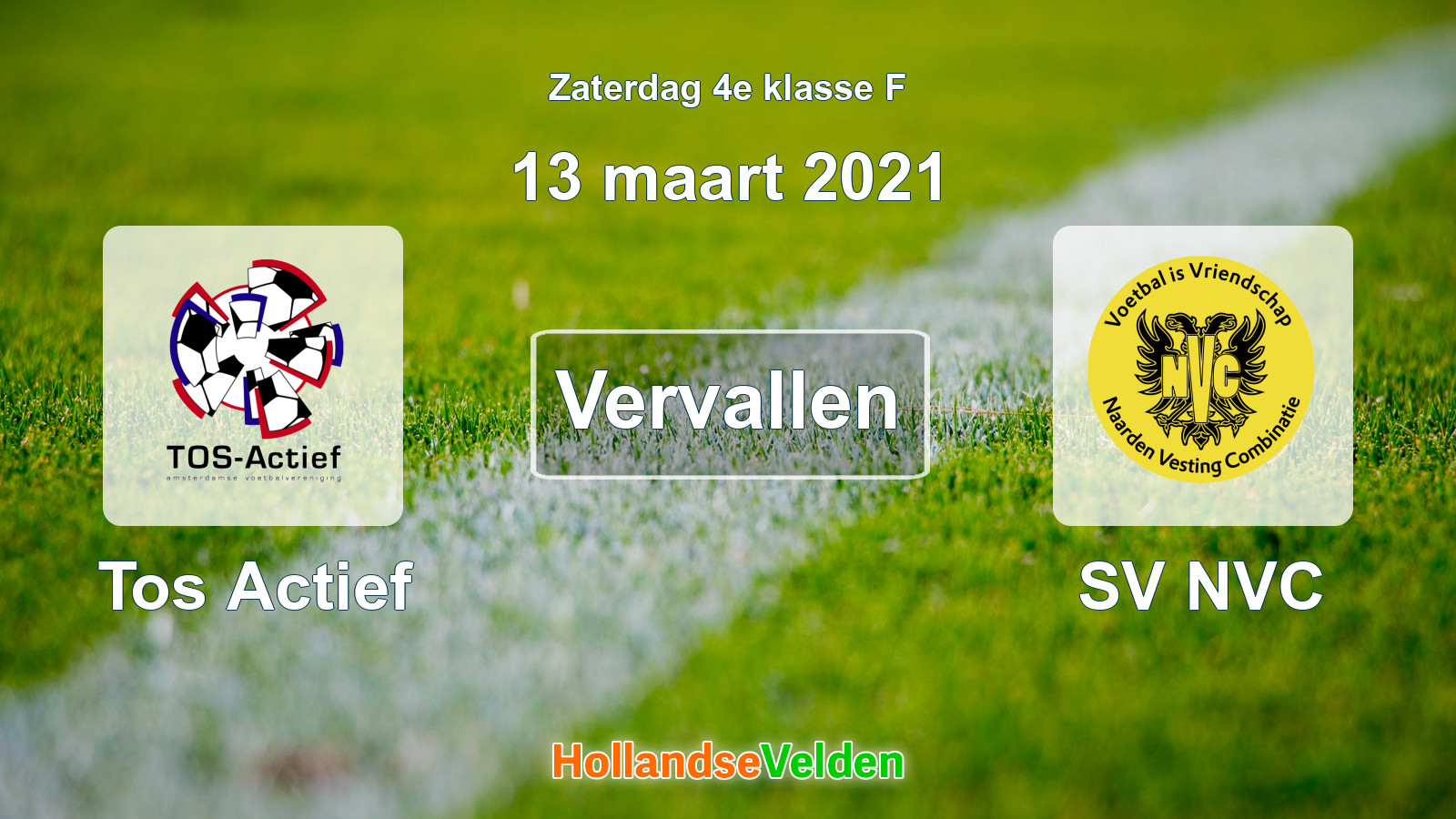 Geplande wedstrijd: Tos Actief - SV NVC (13 maart 2021)