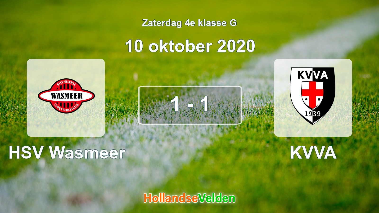 Gespeelde wedstrijd: HSV Wasmeer - KVVA 1 - 1 (10 oktober 2020)