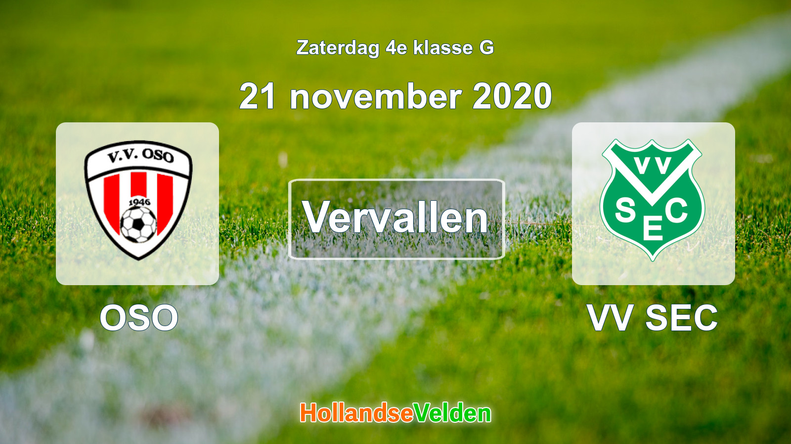 Geplande wedstrijd: OSO - VV SEC (21 november 2020)