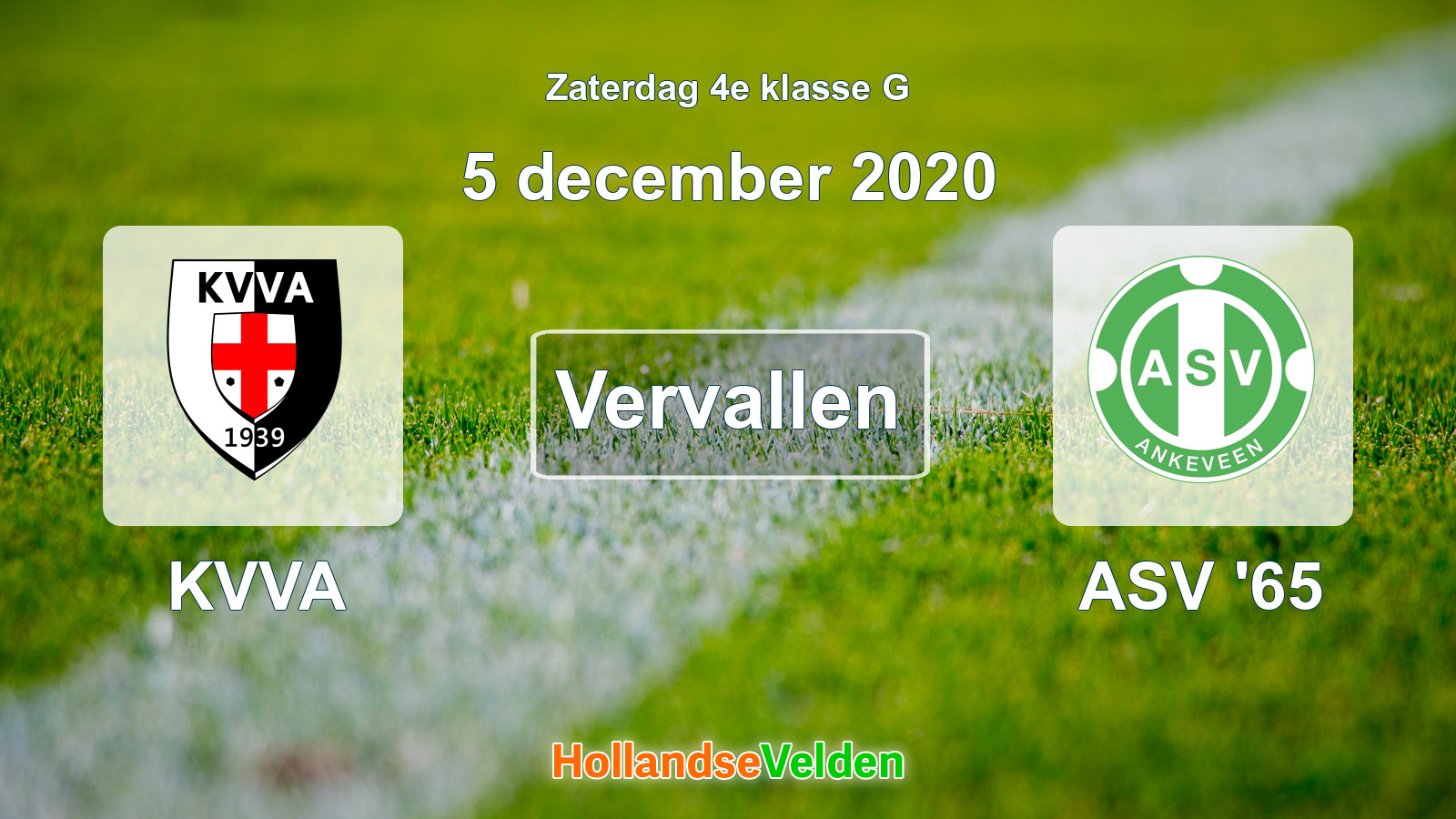 Geplande wedstrijd: KVVA - ASV '65 (5 december 2020)