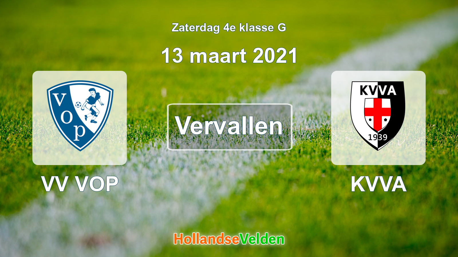 Geplande wedstrijd: VV VOP - KVVA (13 maart 2021)