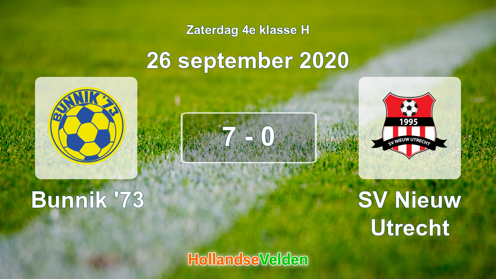 Gespeelde wedstrijd: Bunnik '73 - SV Nieuw Utrecht 7 - 0 (26 september 2020)