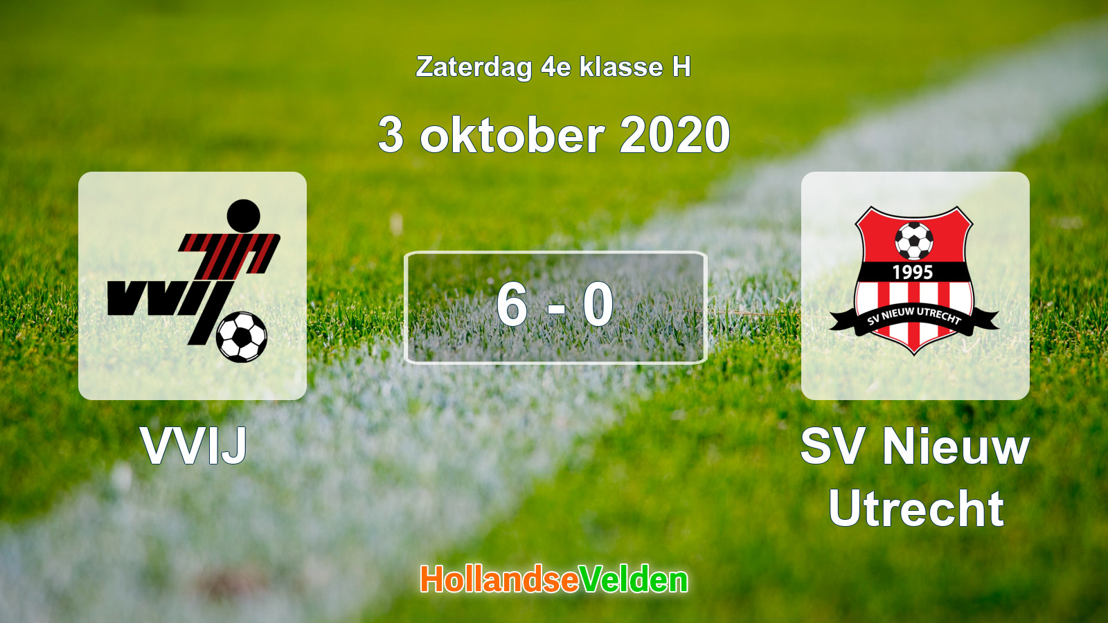 Gespeelde wedstrijd: VVIJ - SV Nieuw Utrecht 6 - 0 (3 oktober 2020)