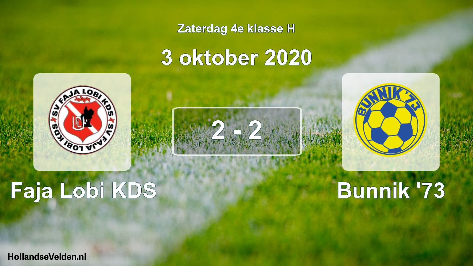Gespeelde wedstrijd: Faja Lobi KDS - Bunnik '73 2 - 2 (3 oktober 2020)