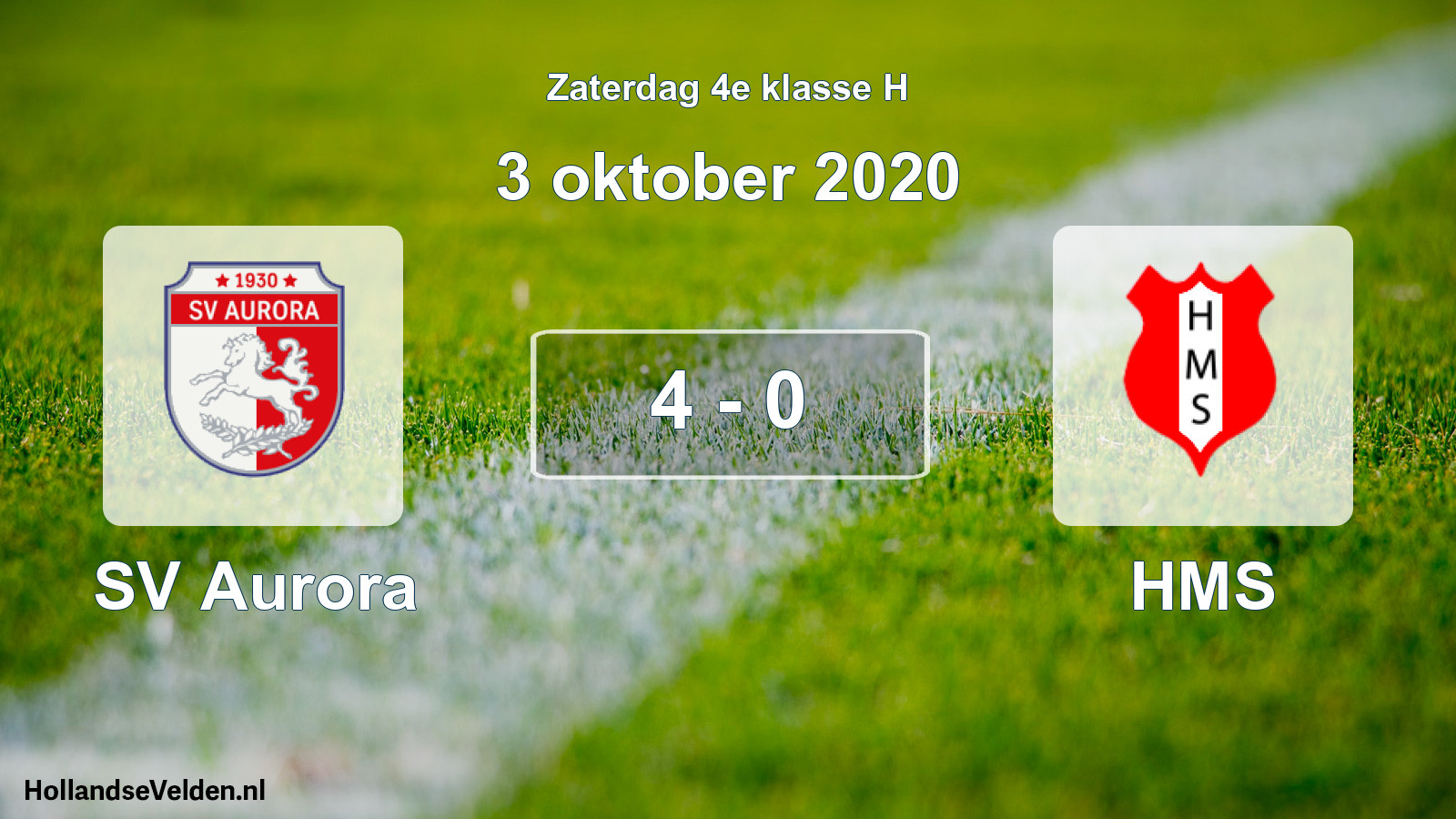 Gespeelde wedstrijd: SV Aurora - HMS 4 - 0 (3 oktober 2020)
