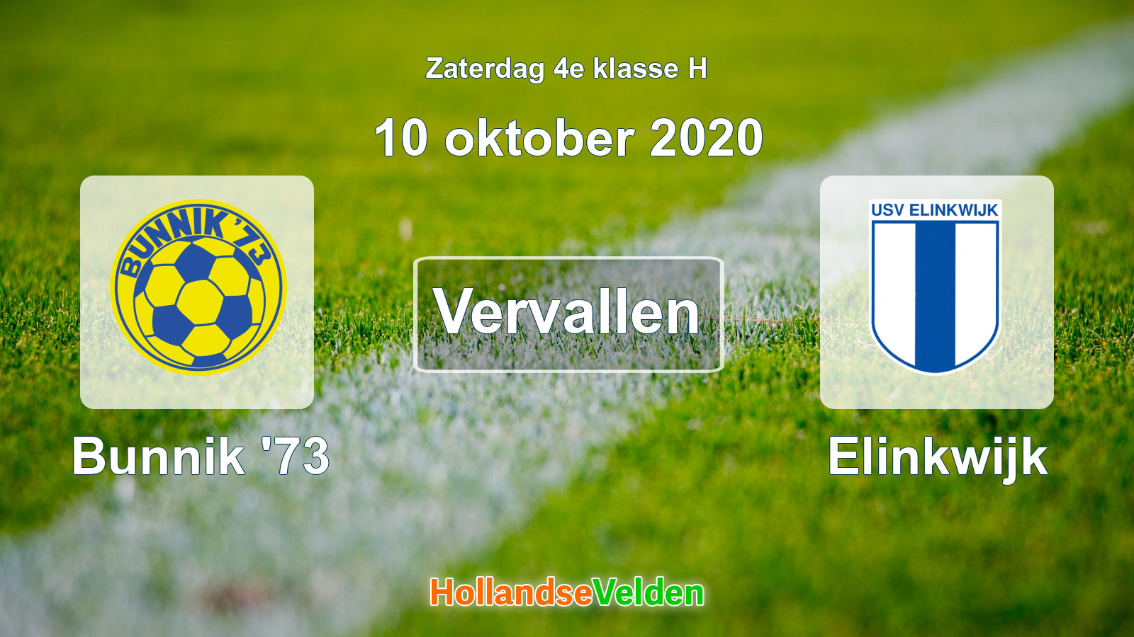 Geplande wedstrijd: Bunnik '73 - Elinkwijk (10 oktober 2020)