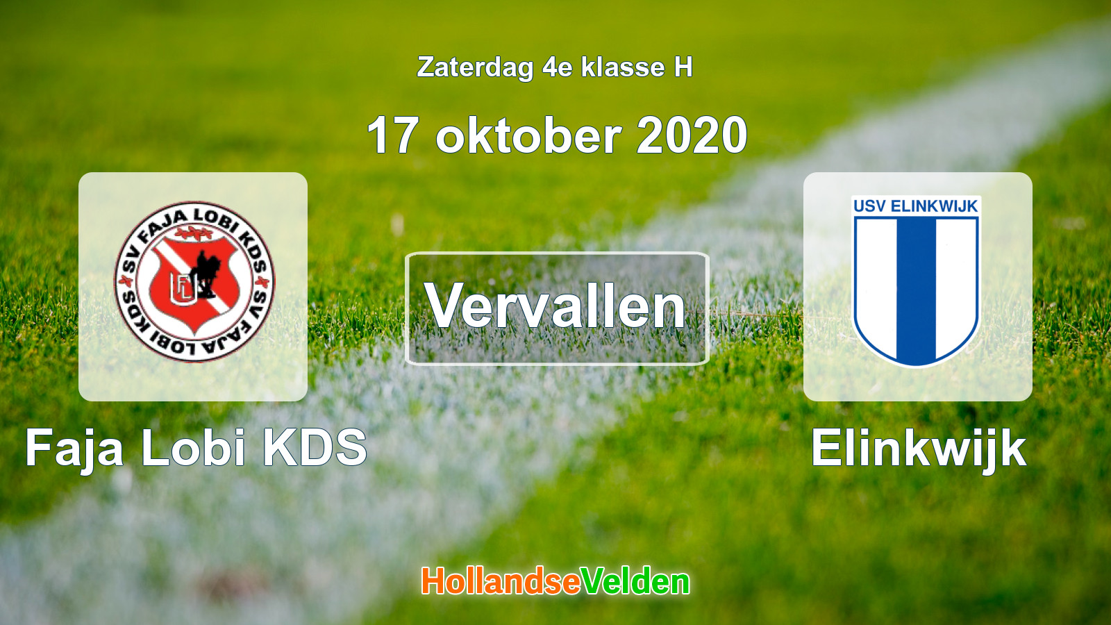 Geplande wedstrijd: Faja Lobi KDS - Elinkwijk (17 oktober 2020)