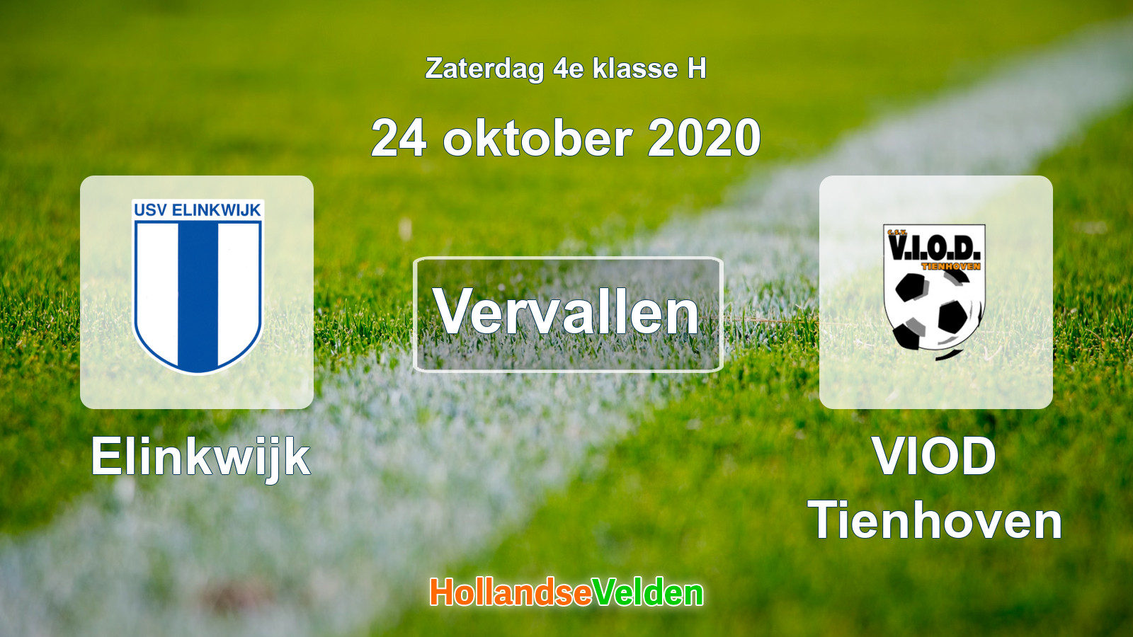 Geplande wedstrijd: Elinkwijk - VIOD Tienhoven (24 oktober 2020)