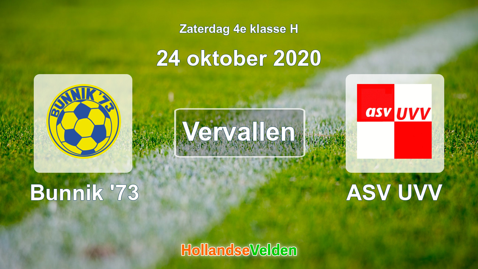Geplande wedstrijd: Bunnik '73 - ASV UVV (24 oktober 2020)