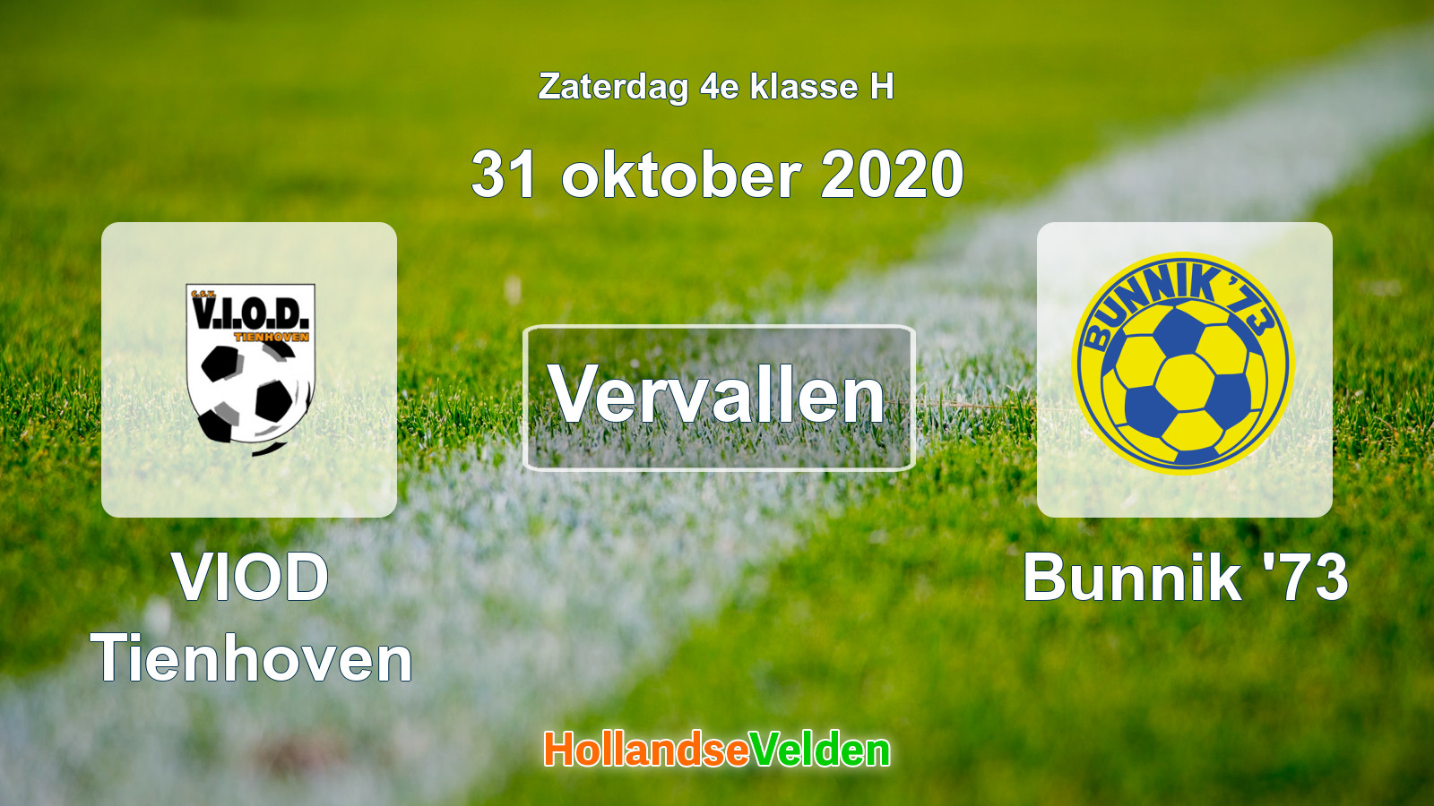 Geplande wedstrijd: VIOD Tienhoven - Bunnik '73 (31 oktober 2020)