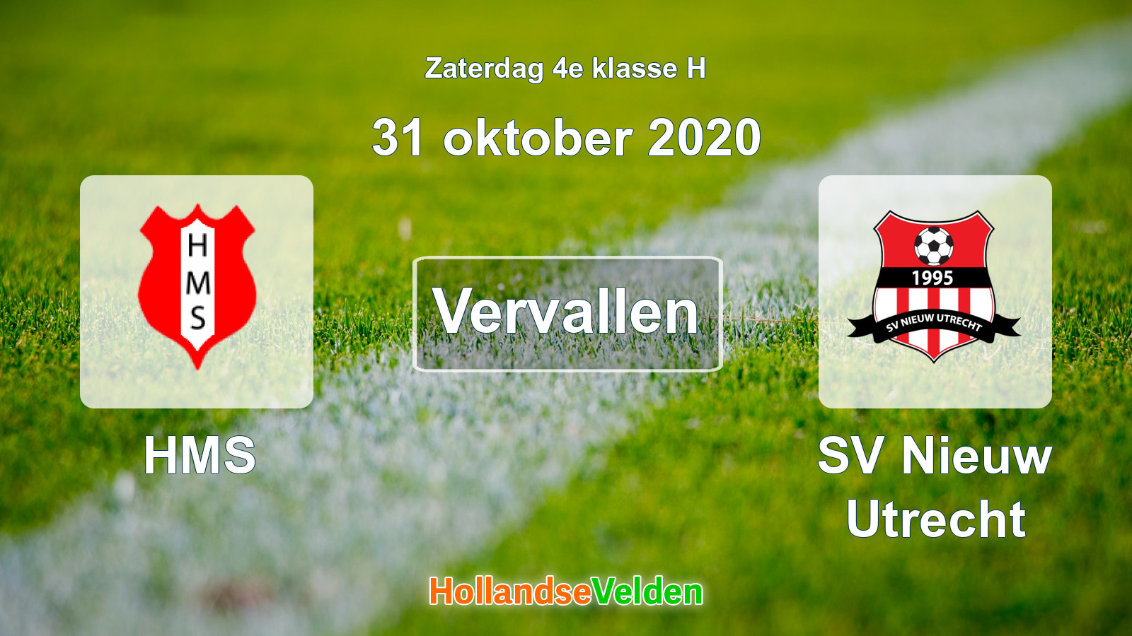 Geplande wedstrijd: HMS - SV Nieuw Utrecht (31 oktober 2020)