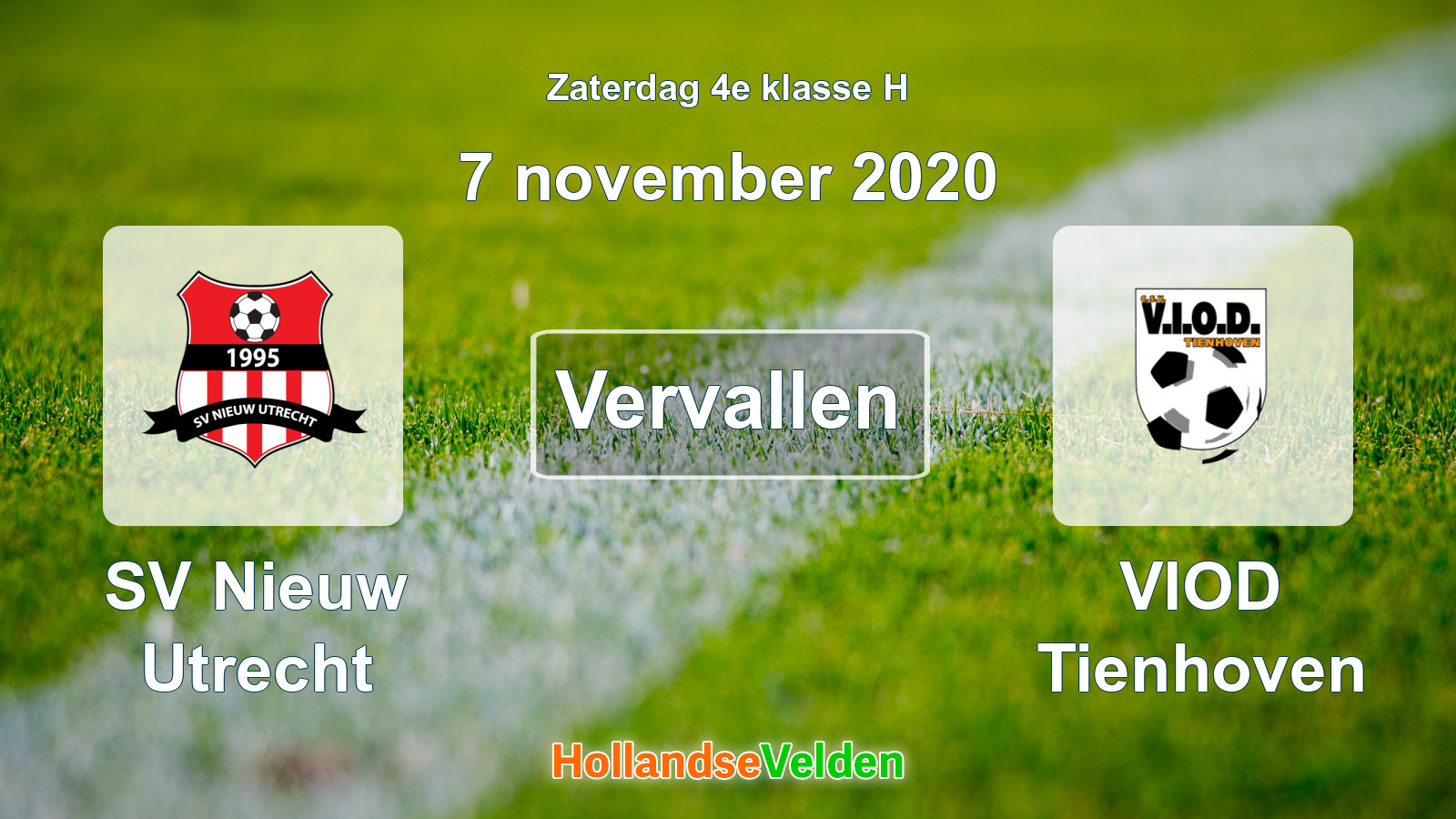 Geplande wedstrijd: SV Nieuw Utrecht - VIOD Tienhoven (7 november 2020)