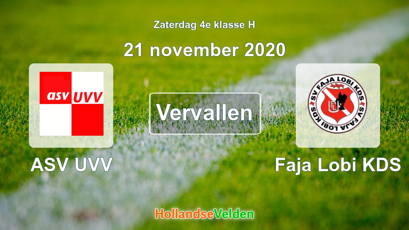 Geplande wedstrijd: ASV UVV - Faja Lobi KDS (21 november 2020)